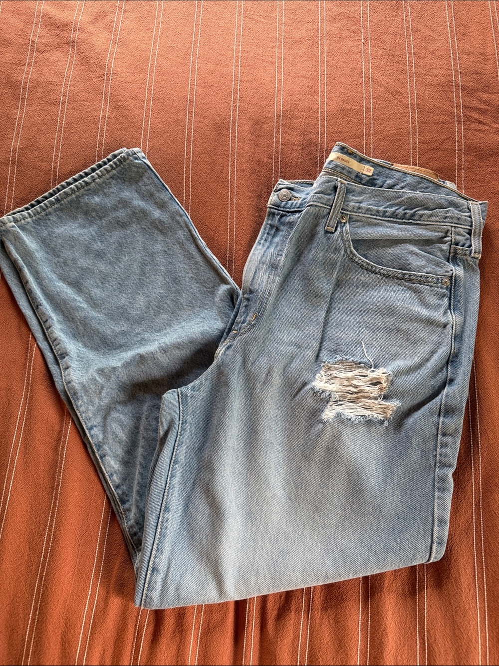 Levi's Light Blue Straight-Leg Jeans with Distressed Detail